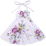 Purple Floral Summer Girls Dress Cotton Casual Toddler Clothes
