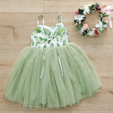 Summer Green princess girls dress tutu wedding party baby girls clothes