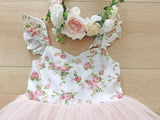 Flofallzique Floral tulle girls party dress pink toddler tutu birthday wedding cute baby outfit