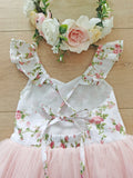 Flofallzique Floral tulle girls party dress pink toddler tutu birthday wedding cute baby outfit