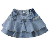 Girls’ Light Wash Denim Tiered Ruffle Skirt