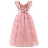 Girls Dusty Rose Pink Lace Tulle Dress – Flower Girl Wedding & Birthday Gown