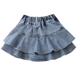 Girls’ Light Wash Denim Tiered Ruffle Skirt