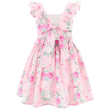 Flofallzique Floral Girls' Dress Summer Casual Ruffle Sleeve Tie Back Toddler Vintage Dresses