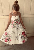 Girls Vintage Sundress Floral Cream Kids Party Dress