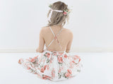 Flofallzique Big Girls Sundress Vintage Floral Kids Birthday Party Maxi Dress for 4-14 Years