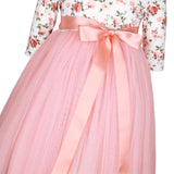 Girls Peach Wedding Party Dress with Ribbon for 1-12 Years Old