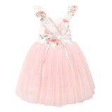 Floral tulle girls party dress pink toddler tutu birthday wedding cute baby outfit