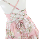 Flofallzique Girls Chiffon Dress Summer Maxi Floral  Tiered Dresses Spaghetti Strap Kids Boho Vintage Sundress