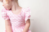 Girls Dress Pink Gingham Summer Cotton Casual Dress for Kids