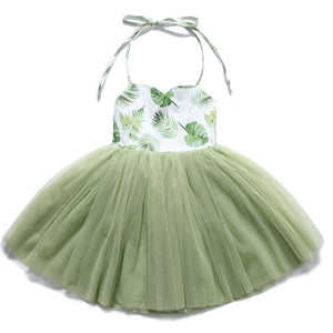 Summer Green princess girls dress tutu wedding party baby girls clothes