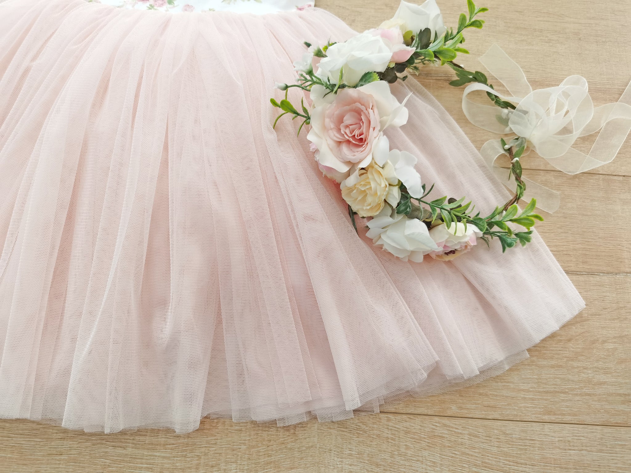 Flofallzique Floral tulle girls party dress pink toddler tutu birthday