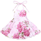 Vintage floral girls summer Party Dress for 1-12Y