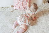 Pink baby girl romper +headband floral printed infant one-piece summer toddler overalls